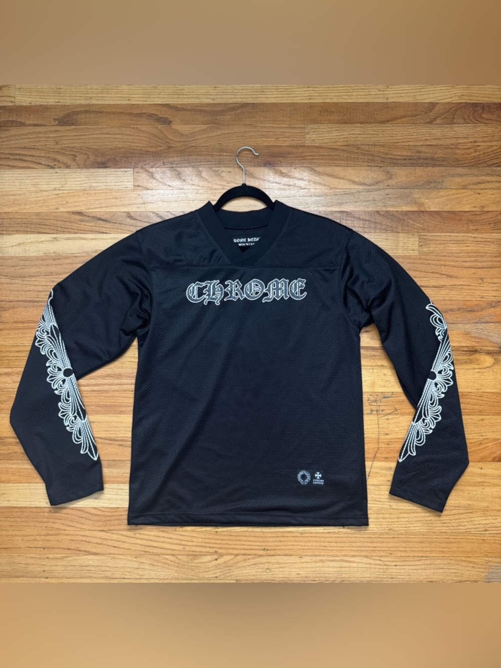 Chrome Black Long-Sleeve Mesh Logo Jersey